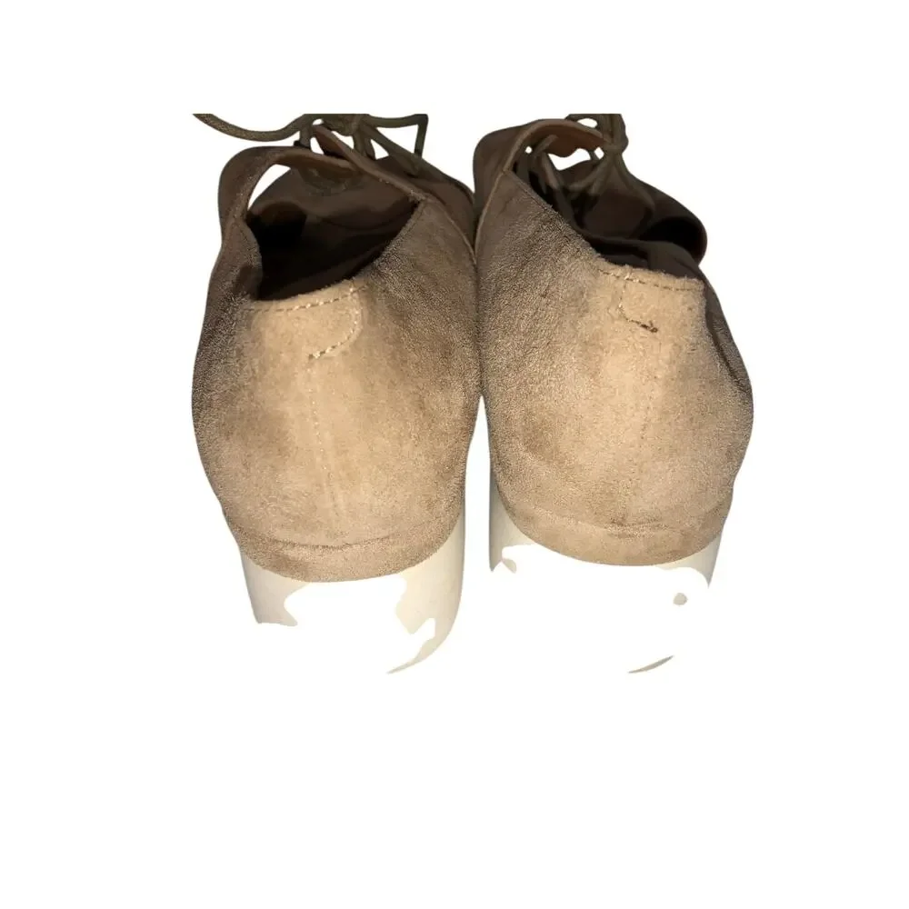 L'AmourDesPieds Suede Shoes Size 9 Summer Lace Up Peep Toes Sandal Comfort Tan